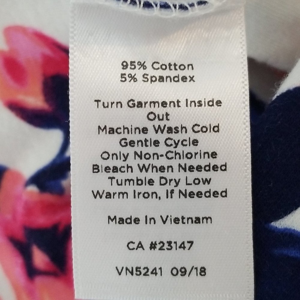 Talbots 3/4 Sleeve Coral & Blue Floral Shirt XLp Extra Large Petite - Picture 7 of 7